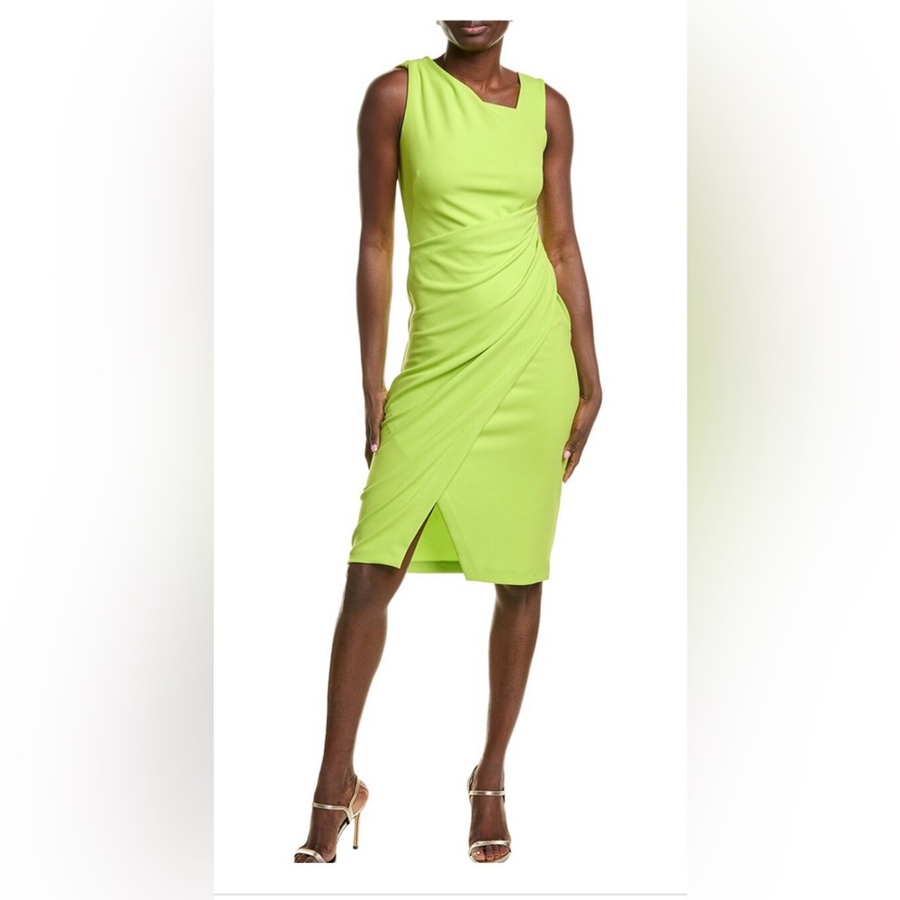 Joseph Ribkoff Lime Green Draped Midi Dress
